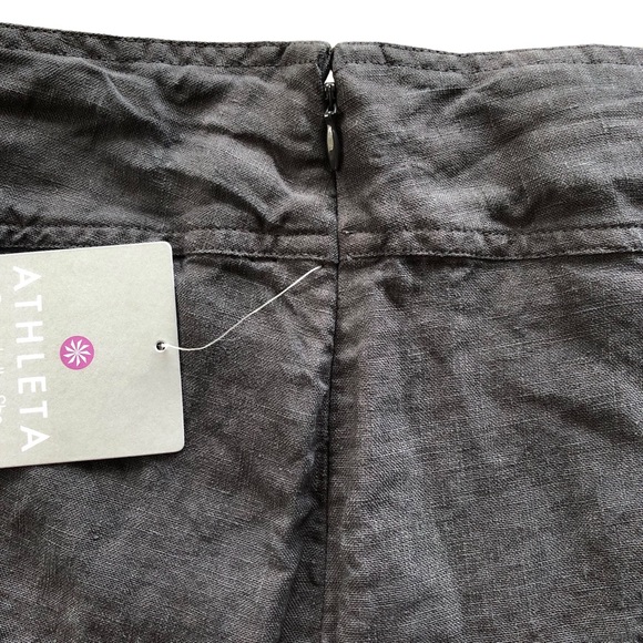 Athleta Daydream Flint Skirt Gray 100% Linen Semi Fitted Casual Flair SZ 10 - Picture 4 of 10